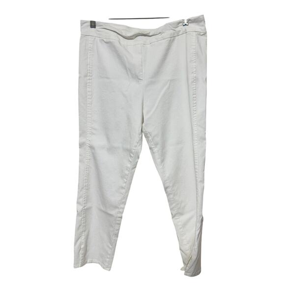 Marla Wynne White Pants sz 14P cropped elastic waist pull on high rise USA - Picture 1 of 7